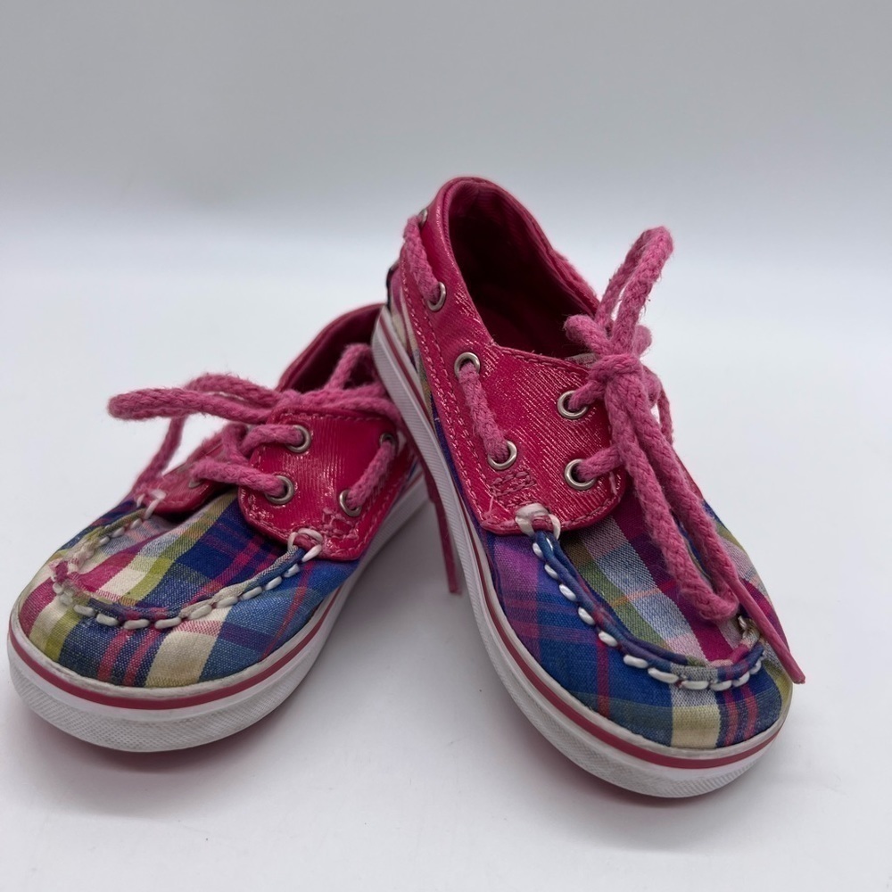 SPERRY TOP SIDERS BABY GIRL PINK AND BLUE PLAID SIZE CRIB 4